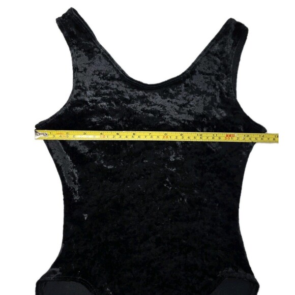 Gilda Marx VTG 90s Crushed Velvet Dance Gymnastics Leotard Adult XS (Y/J) Black - Picture 7 of 11